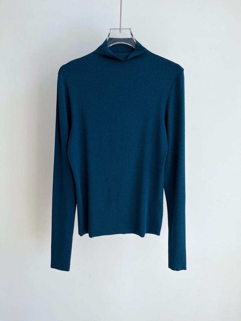 Women's Cashmere Semi-High Neck Long-Sleeve Slimming Top - Autumn/Winter Versatile Solid Color Innerwear