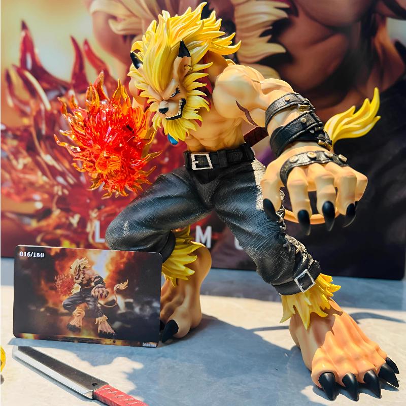 21cm Digimon Leomon Battle Form Gk Statue Anime Figure With Flame Effect Painted Version Desktop Decoration Gift For Anime Fans