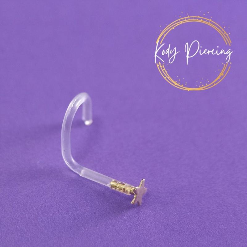 KODY PIERCING 14K GOLD Gebogener Bioflex-Schaft und Kopf mit Sterndesign 3 mm