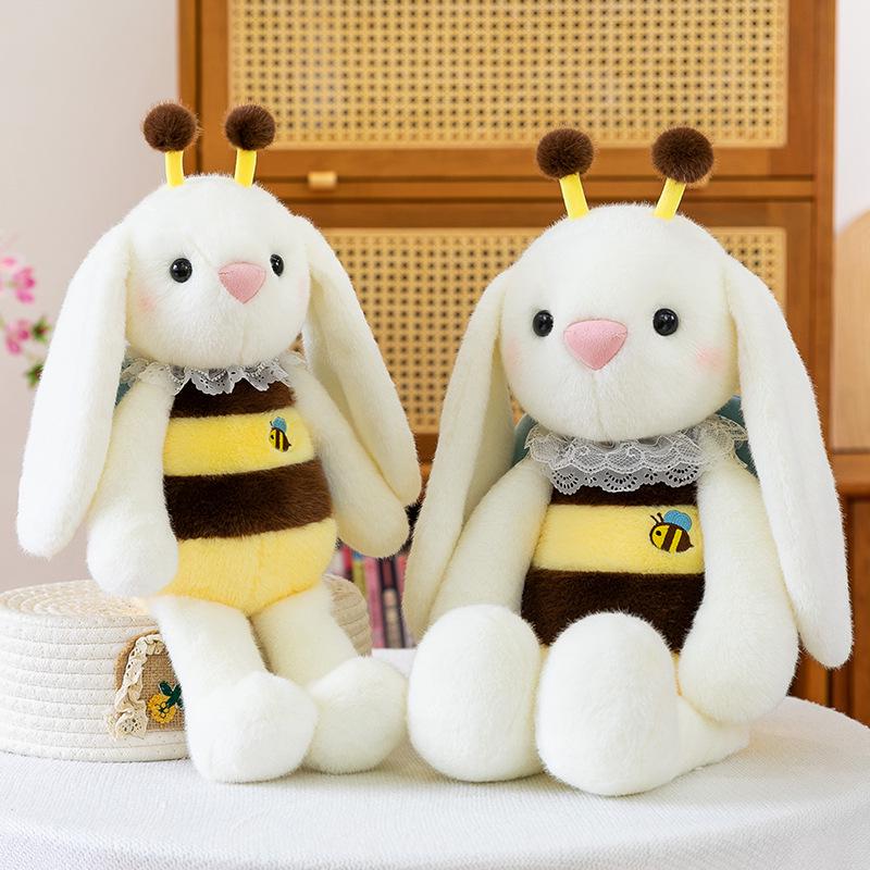 Kreatives Bienen-Kaninchen Plüschtier - Kleines Kaninchen Kuschelkissen Puppe für Kindergeburtstagsgeschenk