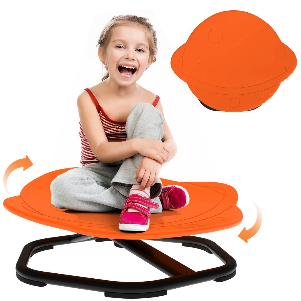 Planet-Shaped-kids Swivel Chair, Sensory Spinning Chair for Balance, Coordination Training, Orange