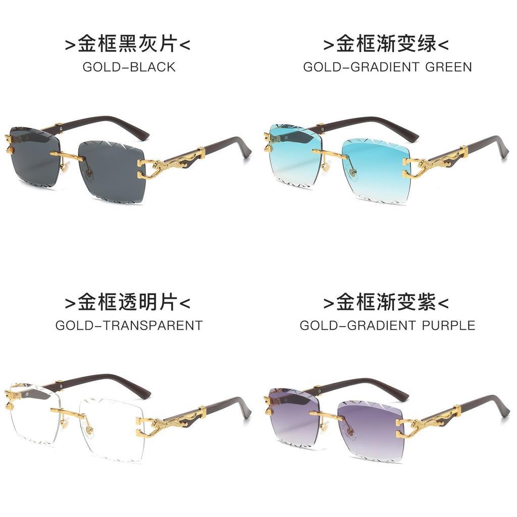 Cheetah Frame Unisex Retro Square Sunglasses With Uv400 Protection For Outdoor Travel
