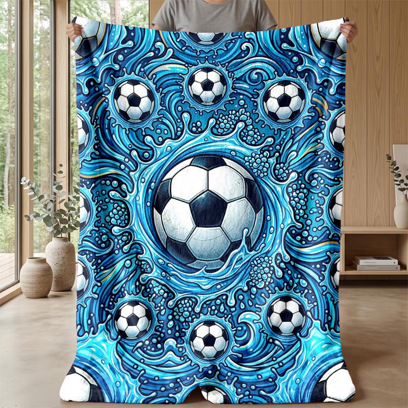 Soccer Ball Swirl Energy Theme blanket Lightweight Warm Flannel Blanket Decorative Throw Blanket for Home Decoration