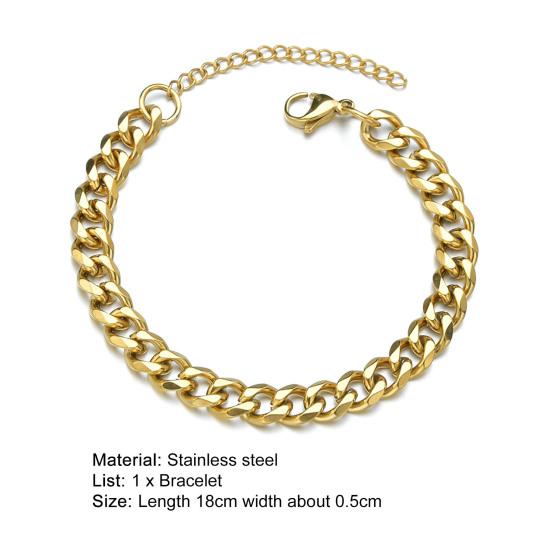 Herren Armband Kette plattiert Edelstahl Hip Hop geometrische kubanische Link Armband Schmuck