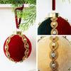 Christmas Tree Ball Hanging Ornament Velvety Bauble Decoration with Beaded Trim for Holiday Tree Wreath Styling