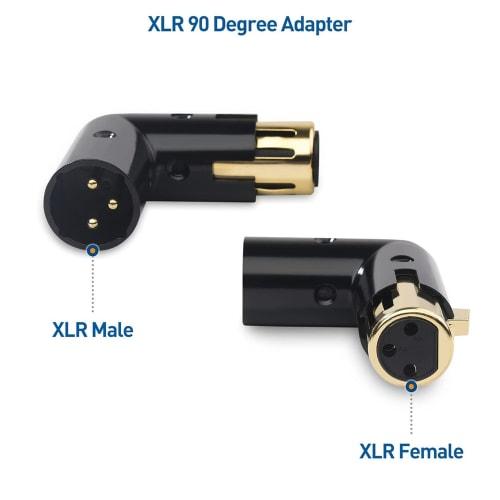 MAKIVI 2-delad Justerbar Ljudadapterplugg, Hane till Hona Rätvinklig XLR-adapter, XLR-konvertering och Högpresterande 3-pin XLR-design, XLR-kabel