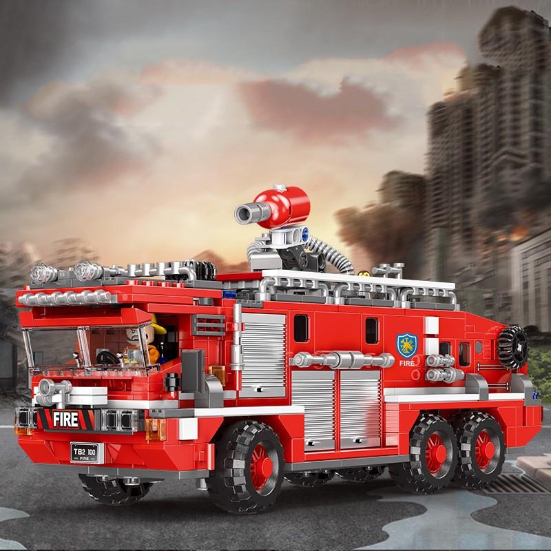 Star Fort Aerial Ladder Fire Truck XB03031: Educational Building Block Toy for Kids