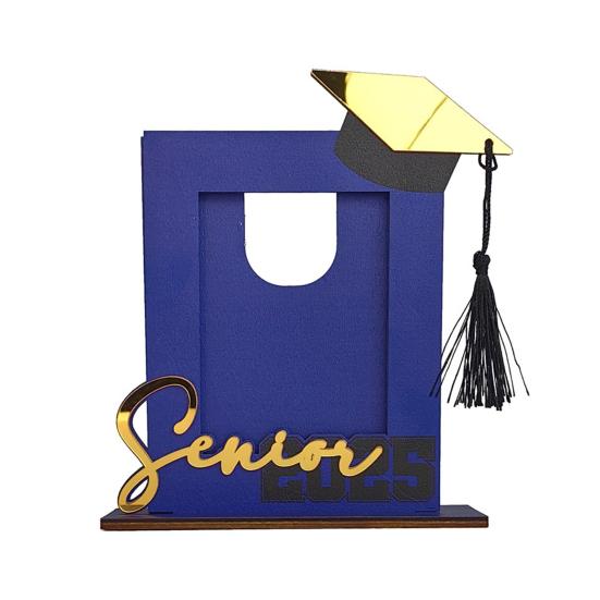 Dřevěný fotorámeček k promoci 2025, fotorámeček na památku s promoční čepicí, dárek pro střední školu a vysokou školu