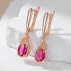 Glänzende Rote Ovale Natürliche Zirkon Tropfenohrringe Für Damen Mode Roségoldfarben Vintage Hochzeitsfeier Feiner Alltagsschmuck