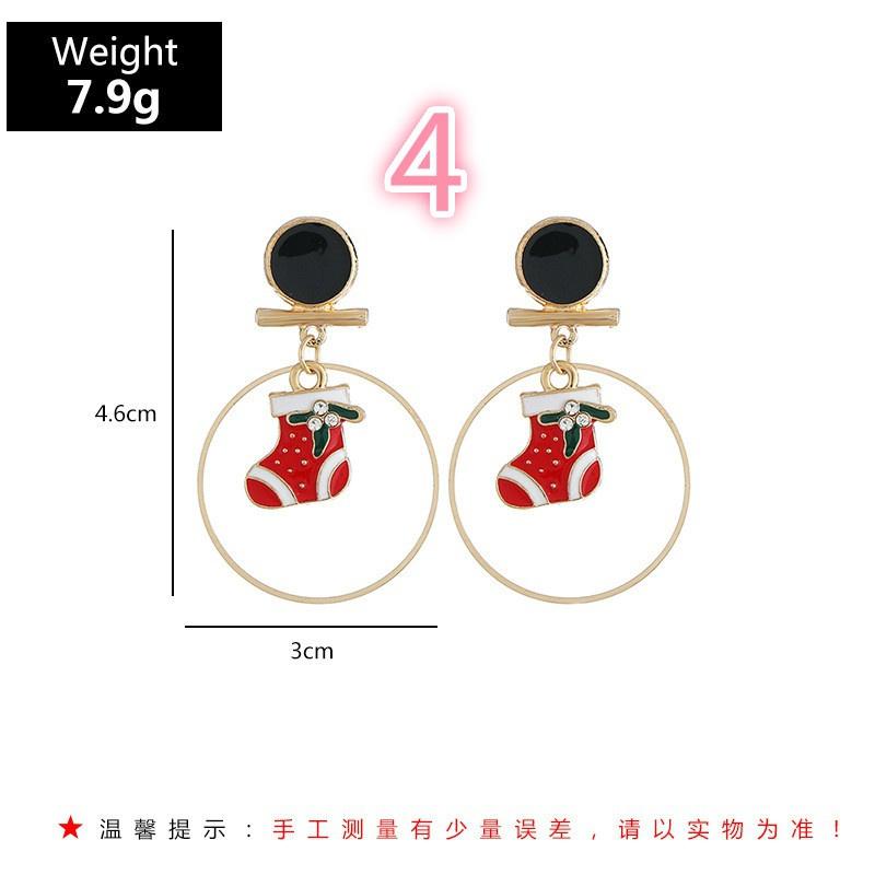 Cartoon Fun Christmas Earrings Geometric Ear Rings Christmas Tree Elk Pearl Earrings