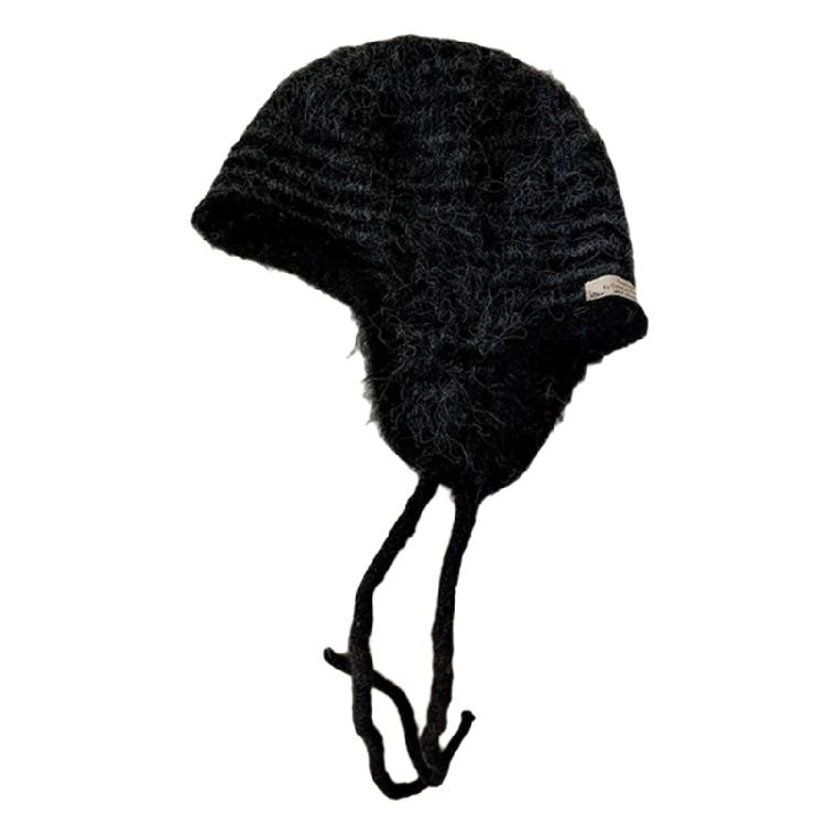 

High Performances Knit Stripe Pullover Hat Ear Cover Flap For Extreme Cold Resistance Breathable And Washable Fabric