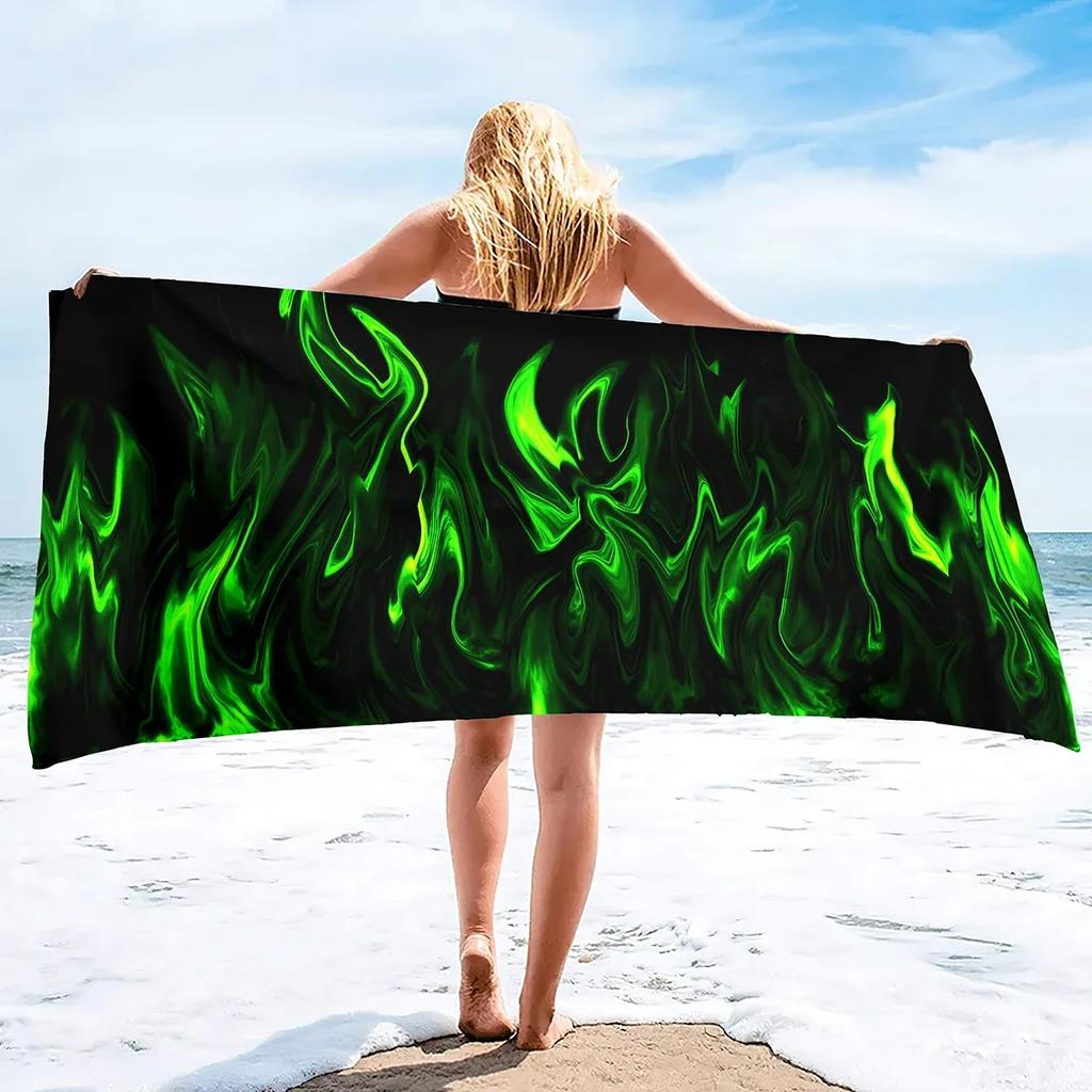Fire Flames Super Soft Beach Quick-Drying Bath Towel Unisex Large Absorbent Towel Blanket for Outdoor Travel Camping Yoga