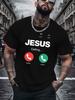 Jesus Calling Incoming Call Screen Graphic Unisexs Cotton Crew Neck Tee Short Sleeve Loose Faith Casual Daily Street Male Wear Top