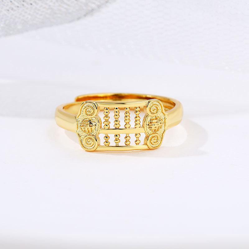 New Cold Wind Light Luxury Niche Exquisite Abacus Ruyi Retro Niche Design Index Finger Ring Women's Jewelry