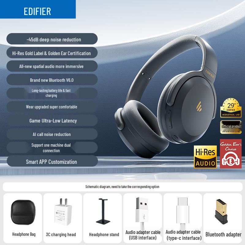Edifier MT6PRO Bluetooth Noise-Cancelling Over-Ear Headphones for Gaming and Computer Use
