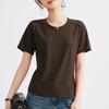 Summer Women's White Mercerized Cotton T-Shirt Stitching Round Neck Basic Top Plus Size Slim Fit Layered Casual Blouse