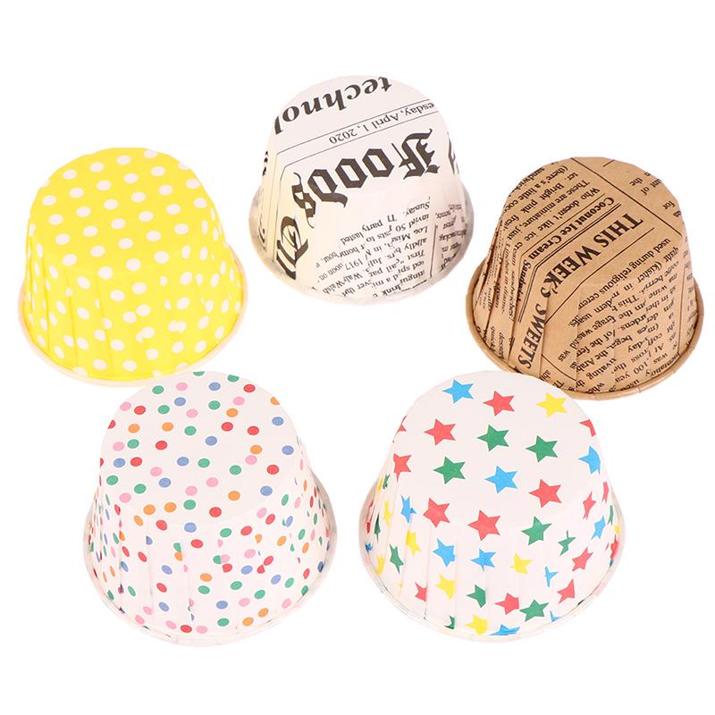 50 stuks Krullend Papieren Bekertje Flens Cake Papieren Bekertje Oliebestendig Cupcake Bakje Bakvorm Bakplaat Doos Bruiloft Feest Muffin Bekers