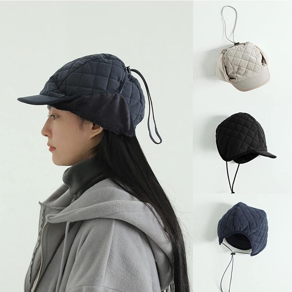 Croogo Flight Cap with Ear Short Pilot Perfect for Outdoor Work and Winter Flaps, Brim, Cap, Fleece-Lined, Windproof, Waterproof, Snowproof,