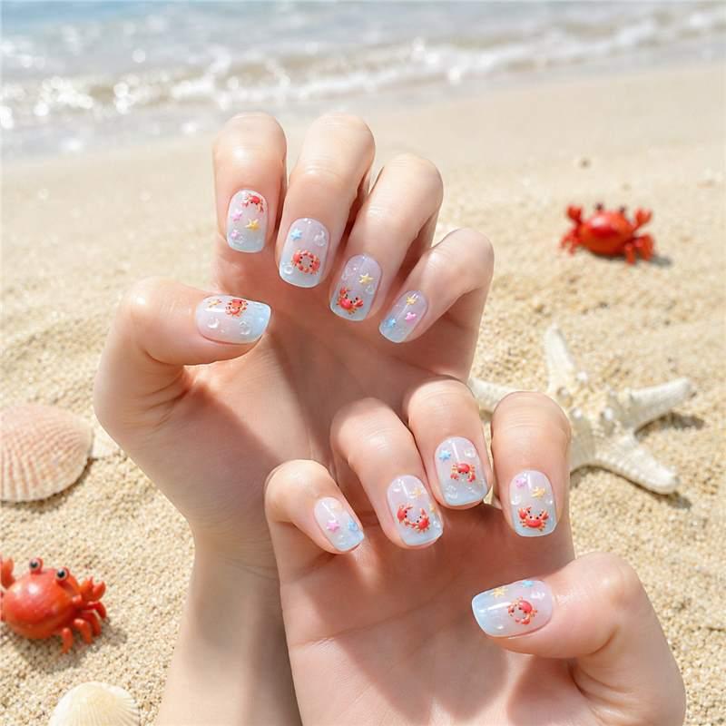 1Pcs 3D Cartoon Nail Art Stickers With Cute Crab Duck Starfish Designs Self Adhesive For Home Diy And Professional Salon Use