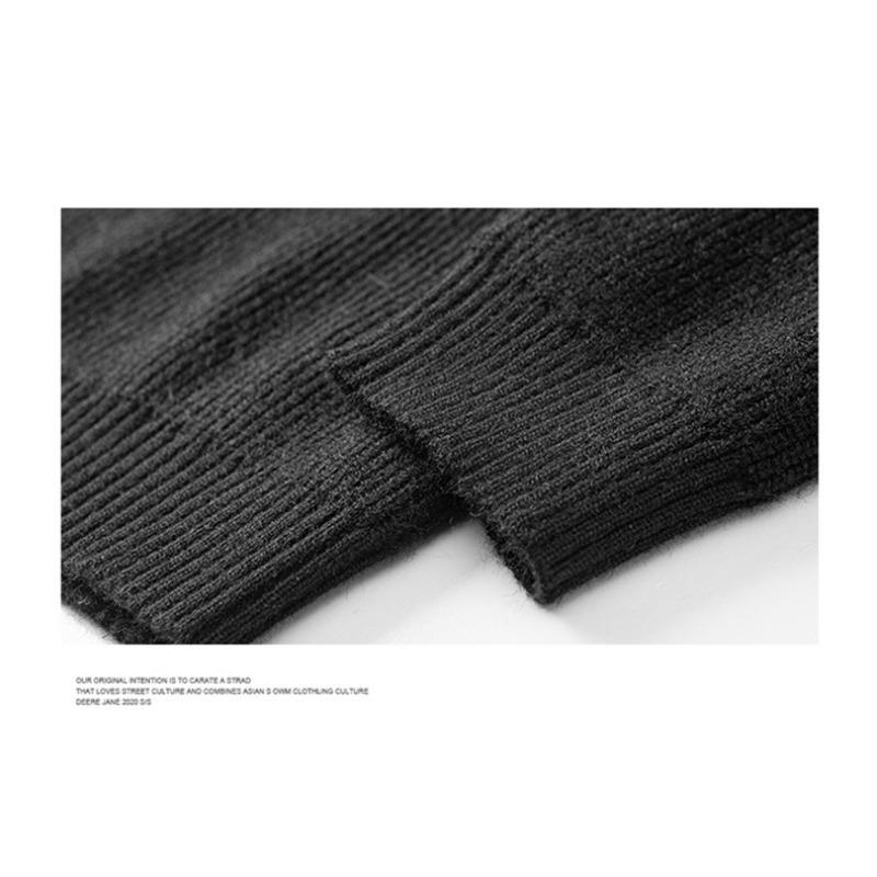 Men Casual Business Loose Long Sleeve Turn Down Collar V Neck Knit Polo Sweater