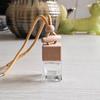 Square Glass Car Perfume Pendant Bottle with Beechwood Lid