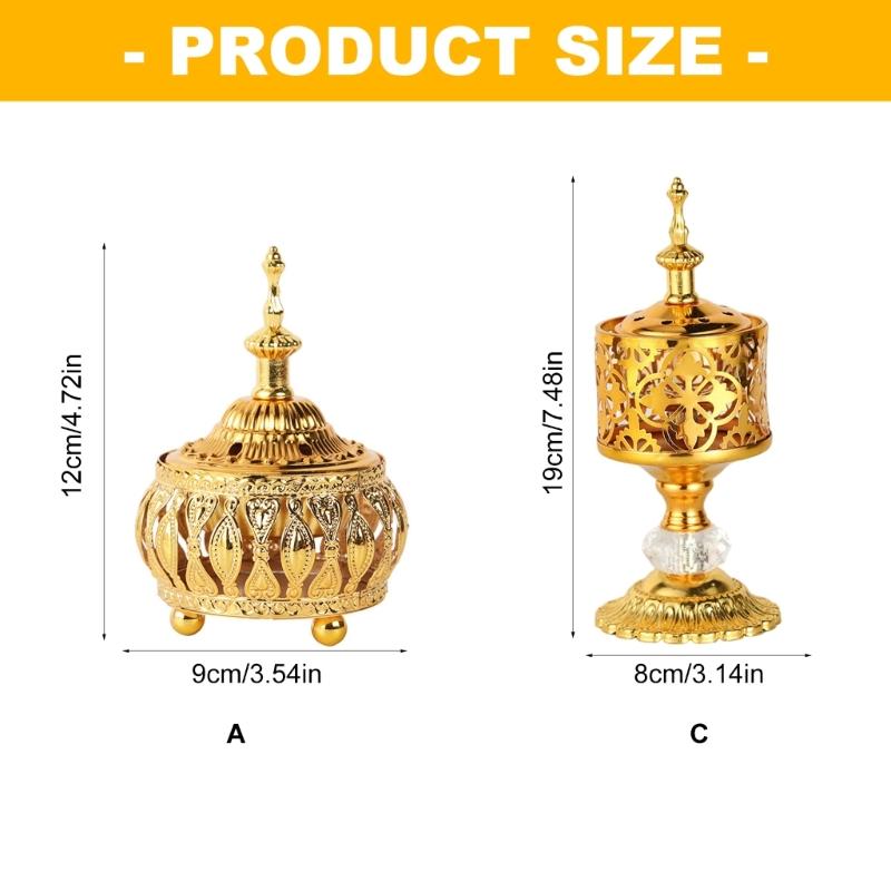 Incenses Burners Metal Cones Incenses Holder with Lid for Yoga Aromatherapys Golden Censers Table Ornament Home Decors