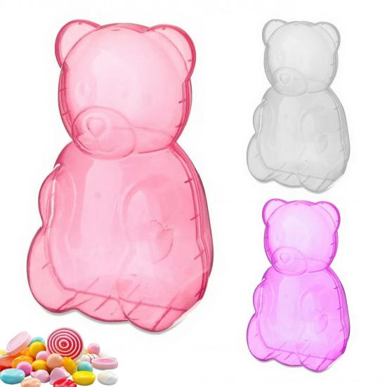 Gummy Bear Container Clear Plastic Bear Shaped Candy Holder Reusable Gift Box for Valentine's Day Party Festive Favors