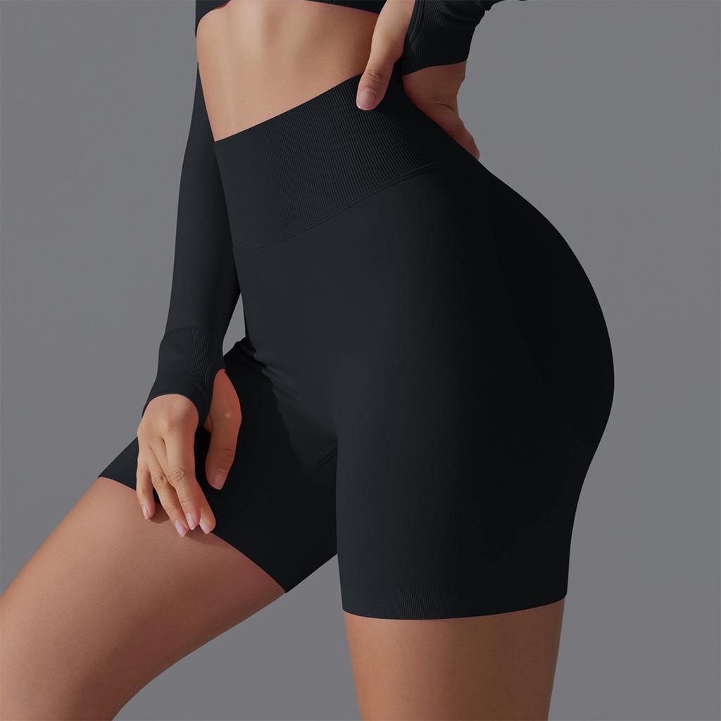 Women's Color Seamless Peach High Waisted Tight Yoga Shorts Running And Fitness Cropped Pants