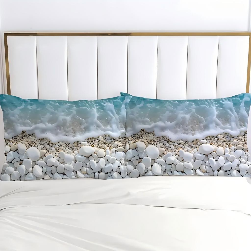Coastal Beach Pattern 3D Printed Duvet Cover Summer Beach Hawaiian Tropical Style Quilt Cover Soft Comfortable Bedding Cover