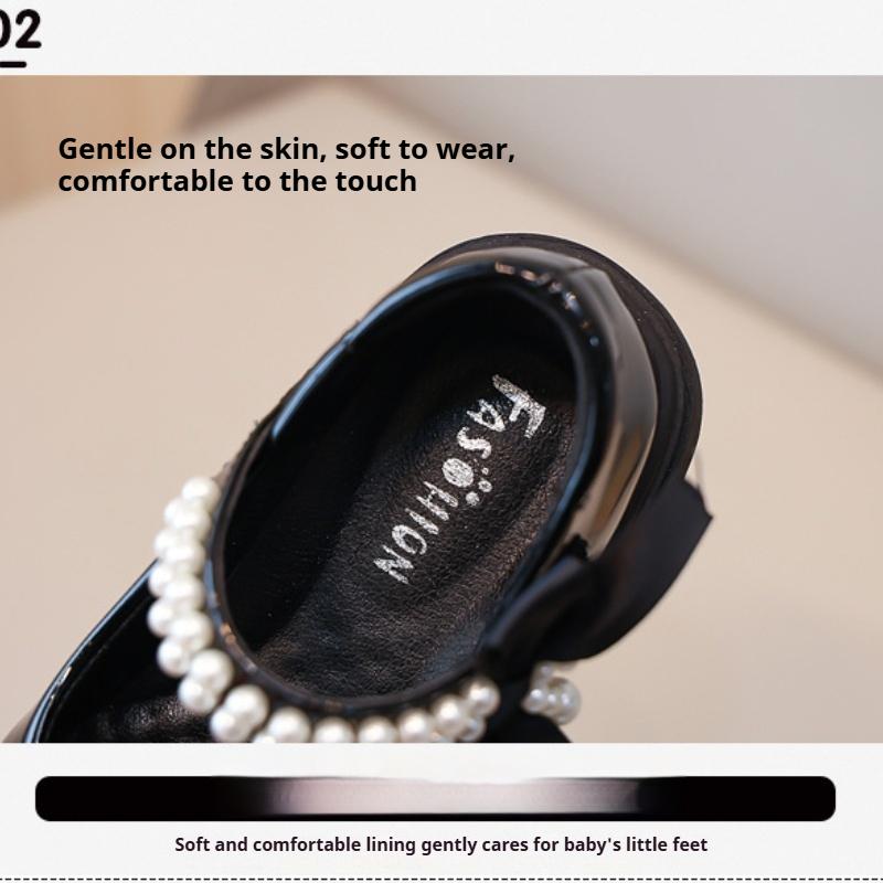 New Spring and Autumn Girls' Soft Sole Fashionable and Versatile Leather Shoes