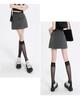2025 Women's Gray High-Waist A-Line Miniskirt: College Style, Summer Slimming, Anti-Exposure Hip-Hugging Design
