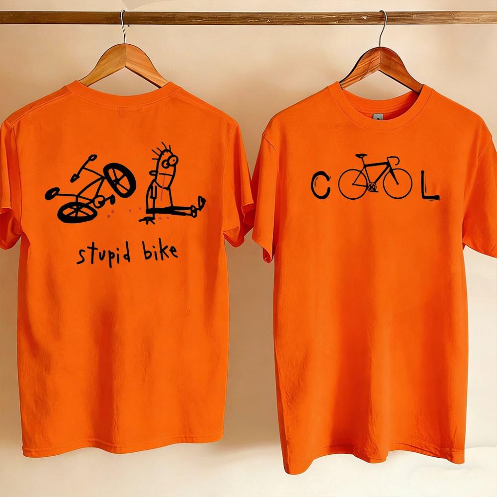 Cartoon Casual Short Sleeve Crew Neck TShirt for Unisex Novelty Graphic Tee Stupid Bike Cool Print Regular Fit Vintage Aesthetic
