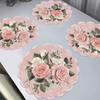 4-delad spetsblommig duk Cirkulär Hemmatbord Eftermiddagste Festdekoration Romantisk och Varm Stil