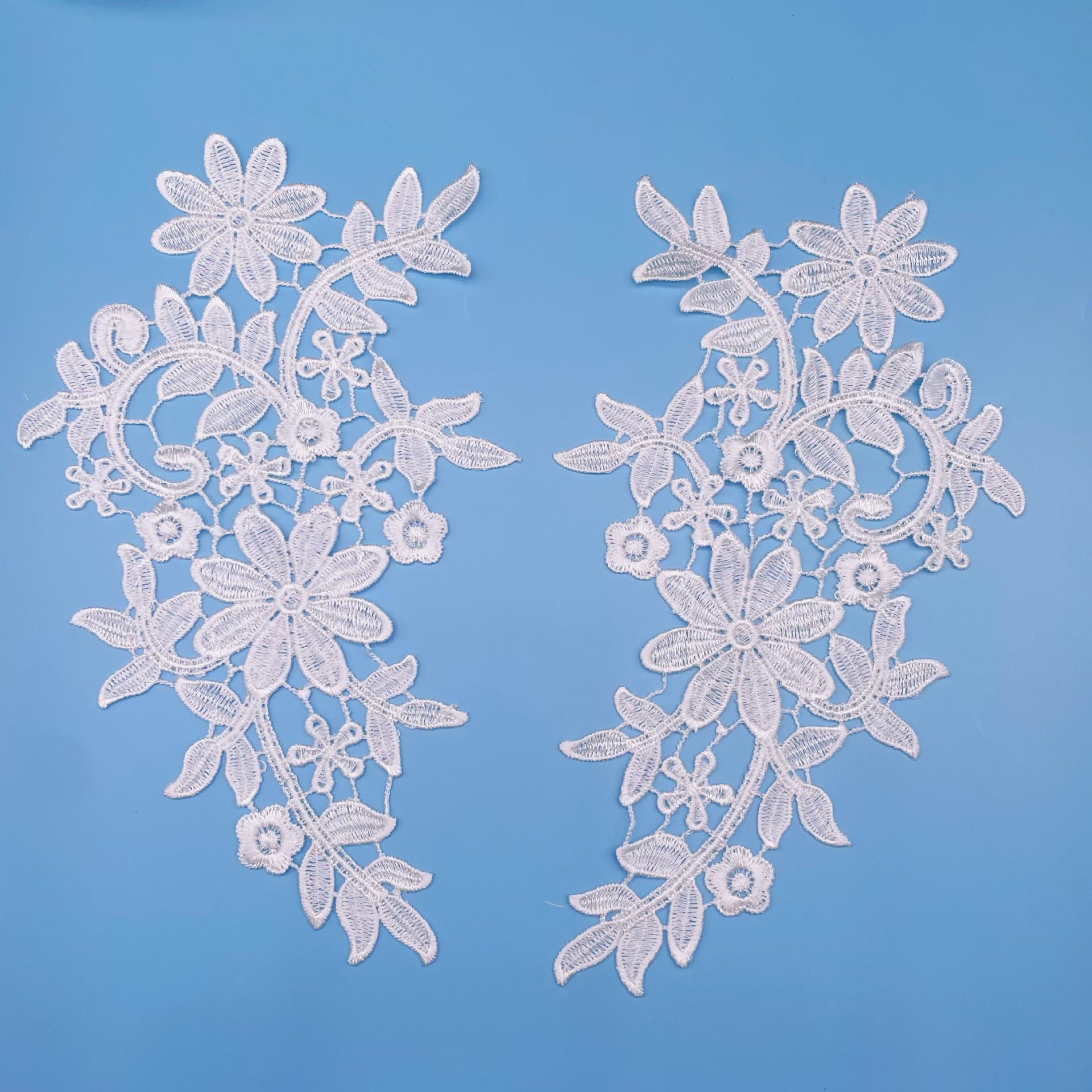 

Water Soluble Flower Embroidery Floral Wedding Dress Children S Clothing Toys Accessories Lace Decal White Hollow Flower 27*15cm