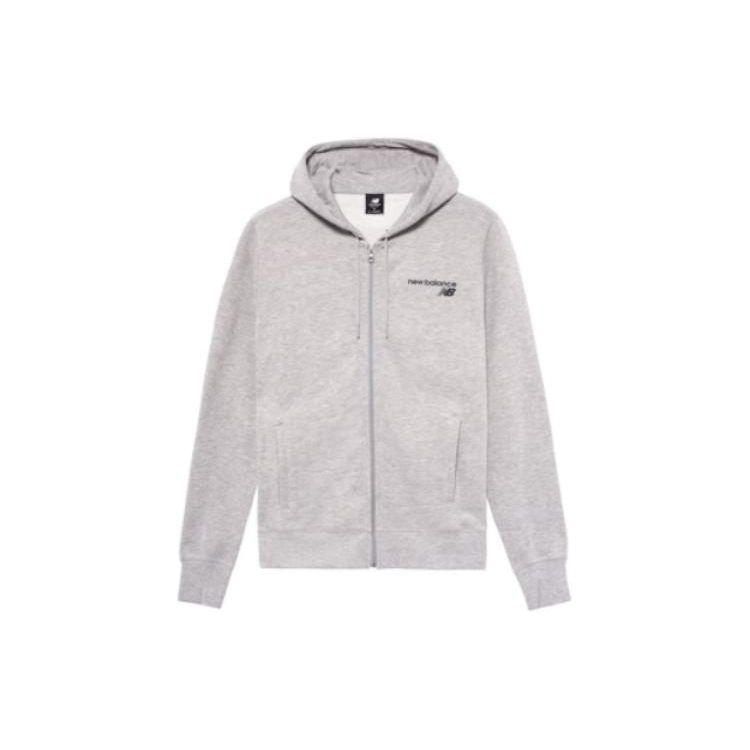 

New Balance однотонная толстовка с логотипом и молнией, мужская толстовка серого цвета MJ03907-AG