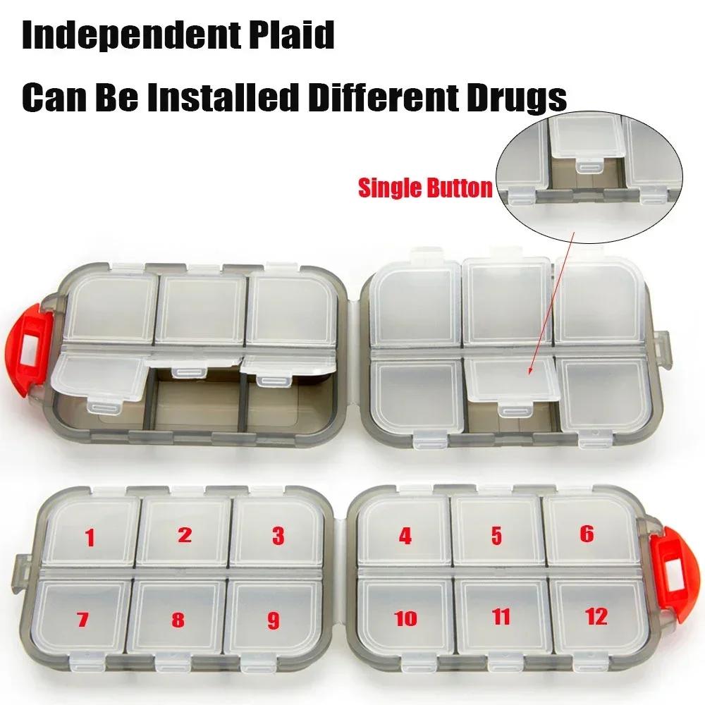 Convenient Travel Pill Organizer Dispenser Portable Pocket Pharmacy Medicine Box Small Case 10 Grids Storage Vitamin Fish Oil