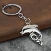 Zinc Alloy Car Key Ring Double Dolphin Keyhcain Sea Animal Pendant Backpack Handbag Purse Charm Decoration Lightweight