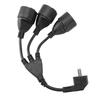 Power Cable Splitter 3 Outlet Adapter Extension Cord for Home Kitchen Office Maximum 16A 1.5mm² Black EU Plug