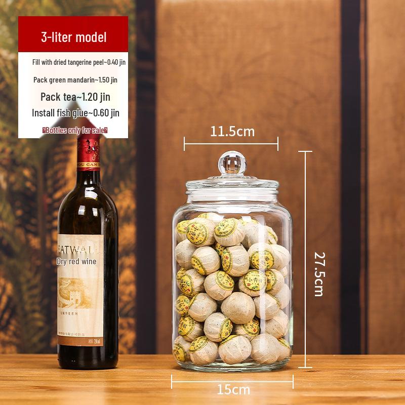 Large Glass Food-Grade Storage Jar for Dried Tangerine Peel and Tea Sealed for Freshness