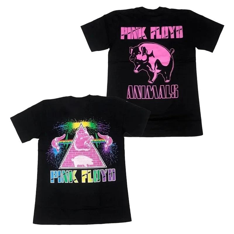 Harajuku Hip Hop Streetwear Top Pink Floyd Print T-shirt Men Women Oversized Y2k Cotton Hip Hop T-shirt Short SleeveTee Clothes