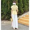 Elegant Korean Summer Two-Piece Set: Slimming Short Sleeve Shirt & High-Waisted Wide-Leg Pants for Women (2025 Fashion)