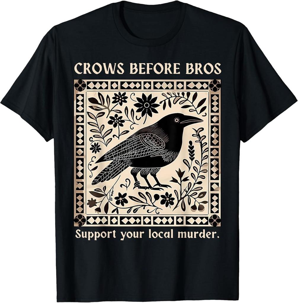 Crows Before Bros: Support Your Local Murder Floral Vintage Tee - MADE IN USA