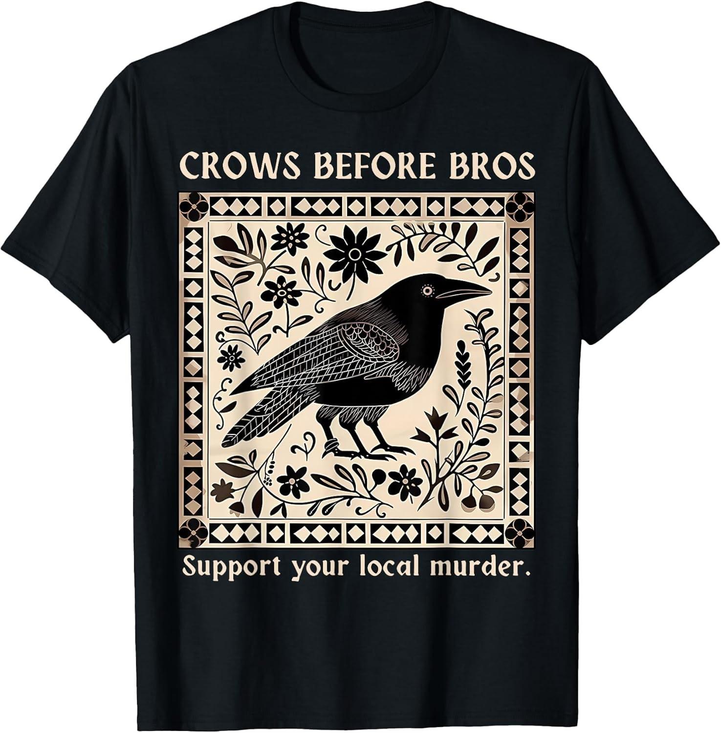 Crows Before Bros: Support Your Local Murder Floral Vintage Tee - MADE IN USA XXXL