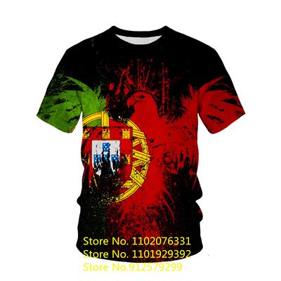Neuestes Mode-Portugal-Flagge 3D-T-Shirt für Herren/Damen, lässiges Rundhals-Kurzarm-Sport-T-Shirt