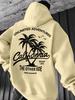 Vacation Style Hip Hop Sweatshirt For Men, California Seaside Scenery Letter Slogan Back Design, Soft Skin Friendly Daily Sports Hoodie