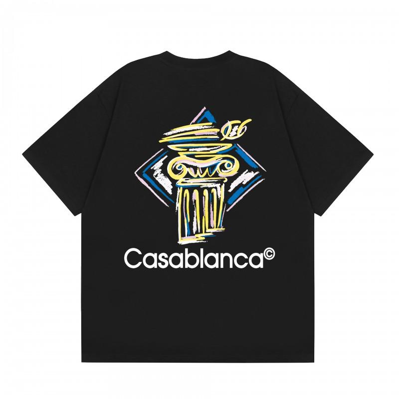 2026 Casablanca Print Loose Fit Cotton T-Shirt Men Youth Casual Wear