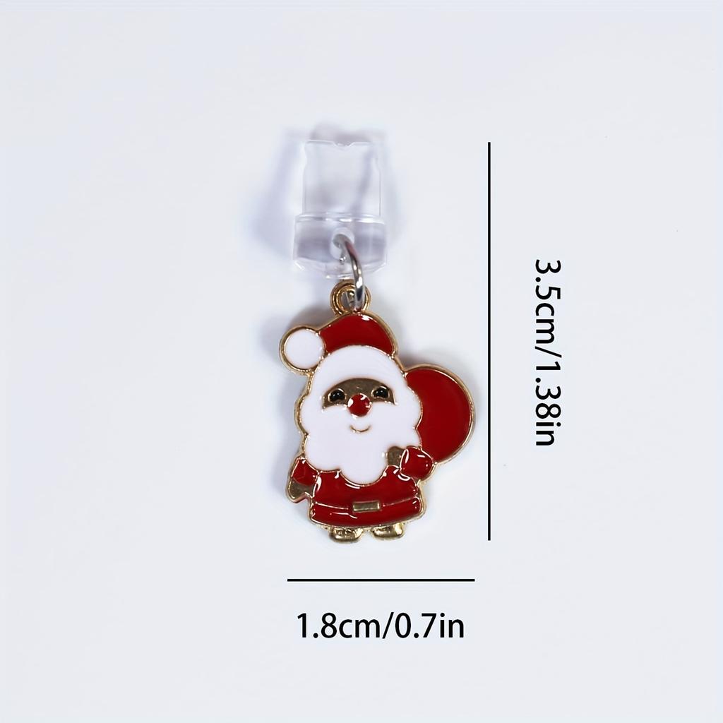 1pc Christmas Themed Phone Charm Dust Plug, Santa Claus & Tree Design, Metal Holiday Cellphone Accessory for IPhone/Samsung/Type-C Ports
