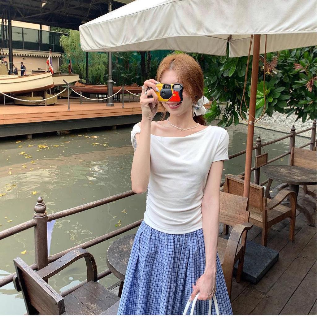 2025 Asymmetrical Off-Shoulder T-Shirt – Women's Summer Spicy Design