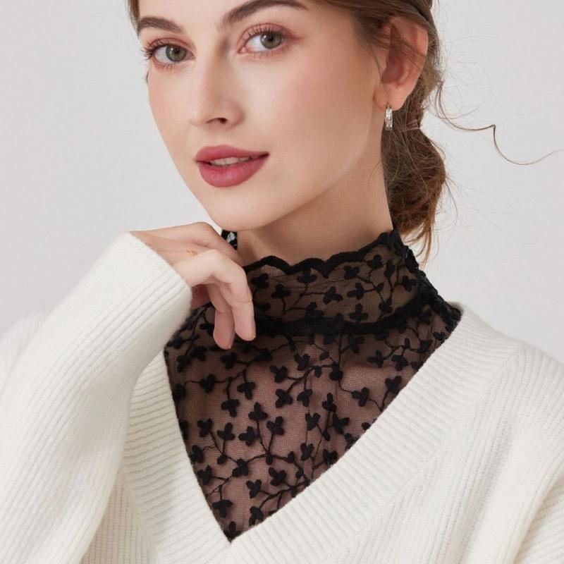 Elegant French Lace Detachable Collar With Flower Pattern Seethrough Design For Shirts Dresses And Sweaters Enhancement