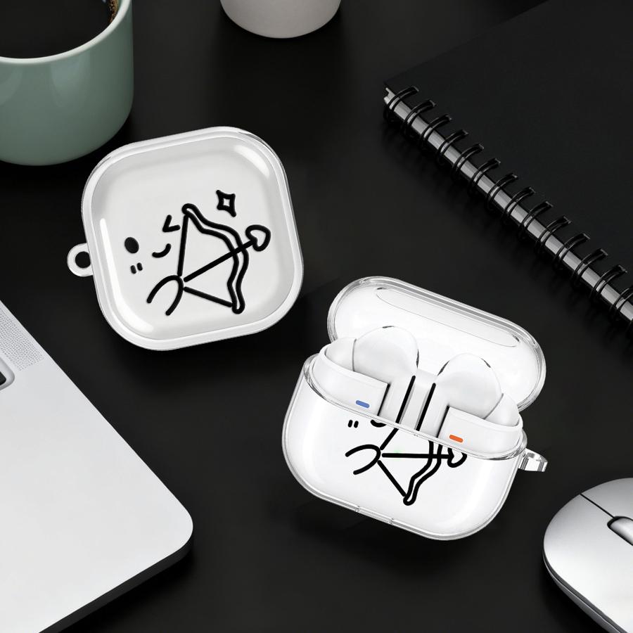 Stick Figure Face Case For Samsung Galaxy Buds 2 4 Pro 4Pro Live 2Pro 3 FE 3Pro Clear Earphone Cases Cover With Hook